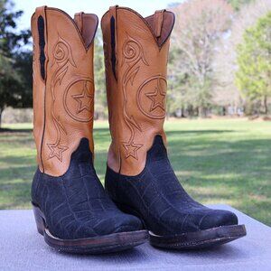 Men's 9EE Black Jack Exotic Cowboy Boots